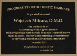 Wojciech Milcarz - Dyplom ukończenia Curricullum Ortodontycznego